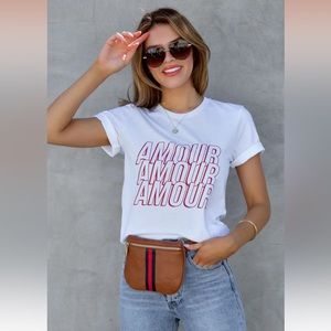 NWT Vici Le Amour cotton tee, size medium